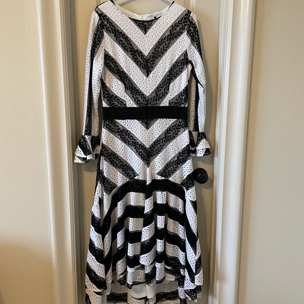 Dainty Jewell’s Black / White Stripe High Low Dress size small